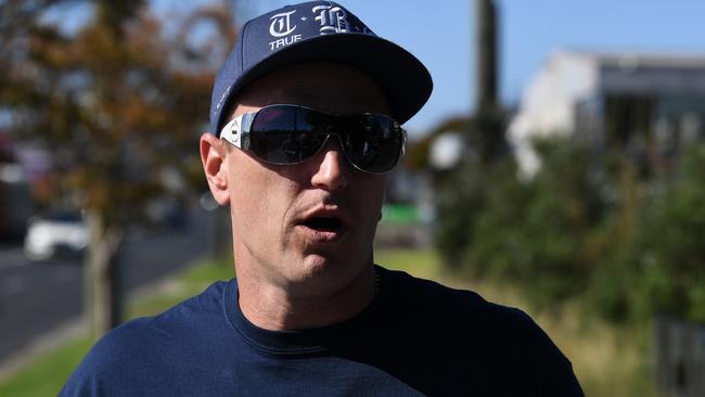 Kane Miller of the True Blue Crew has organised a St Kilda “beach party”. Picture: AAP Image/James Ross