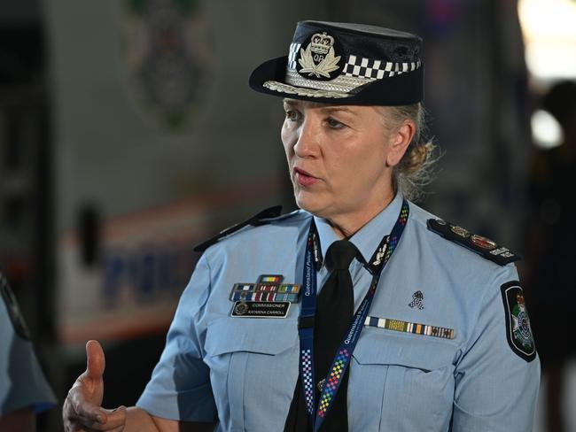 5/2/2024:Police Commissioner Katarina Carroll talks about the investigation after the murder of Vyleen White, 70, of Redbank Plains, who was stabbed in the chest in the car park at Town Square Redbank Plains Shopping Centre pic: Lyndon Mechielsen/Courier Mail