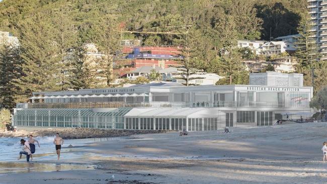 An artist impression of what the beachfront building's Sydney-based owners Bob Magid and Ben May plan for Burleigh Pavilion before being built for $10m