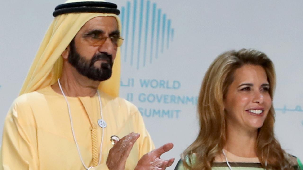 Sheik Mohammed bin Rashid al-Maktoum and Princess Haya bint al-Hussein during the opening of the World Government Summit in Dubai in 2018. Picture: Karim Sahib/AFP