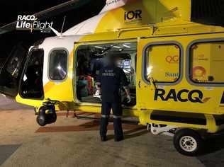 A teenager sustained fractures to both his arms after he was hit by a car on the Warrego Highway near Oakey yesterday evening. Picture: LifeFlight