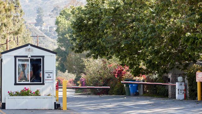 A general view of the guard cabin at the entrance of the gated neighbourhood where Meghan Markle and Prince Harry are looking to establish their residence: Serra Retreat in Malibu, California. Picture: Jean-Baptiste Lacroix/AFP