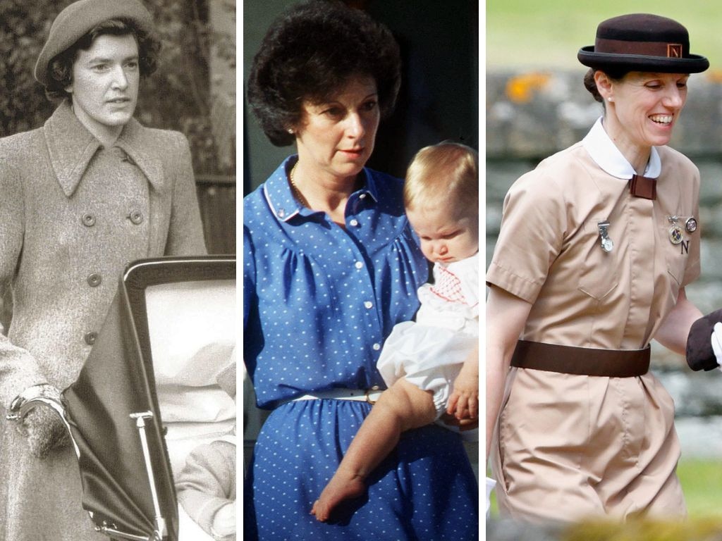 The Kings' nannies, from left: Mabel Anderson (Prince Charles), Barbara Barnes (Prince William) and Maria Teresa Turrion Borrallo (Prince George).