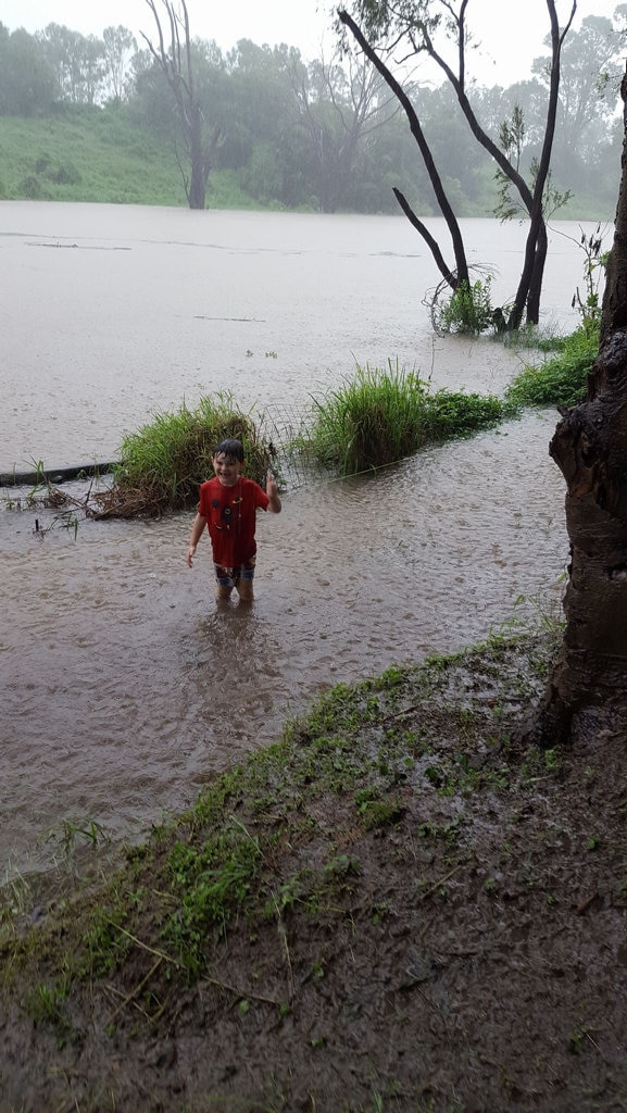 Bremer River broke its banks at Barellan Point at 2.40 pm on 30 March. Picture: FACEBOOK/ Julie Jones