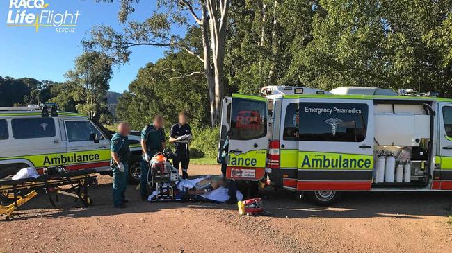 HORSE FALL: A man in his seventies was airlifted to hospital by RACQ LifeFlight Rescue helicopter yesterday afternoon after he fell from a horse.