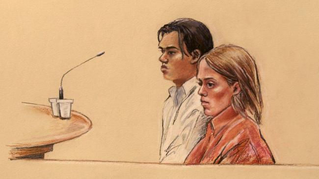 Court drawing of defendants Phu Ngoc Trinh and Ben William McLean.