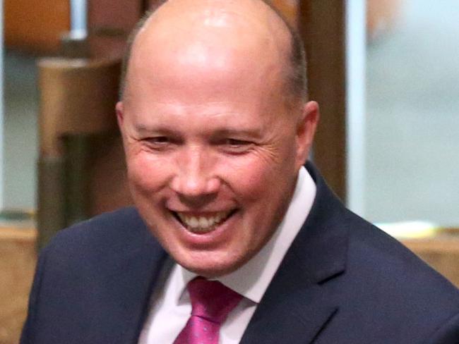 A smiling Home Affairs Minister Peter Dutton during Question Time today in the House of Representatives, Parliament House, Canberra. Picture: Ray Strange