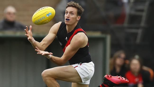 Orazio Fantasia of the Bombers marks the ball during the Marsh Community Cup.