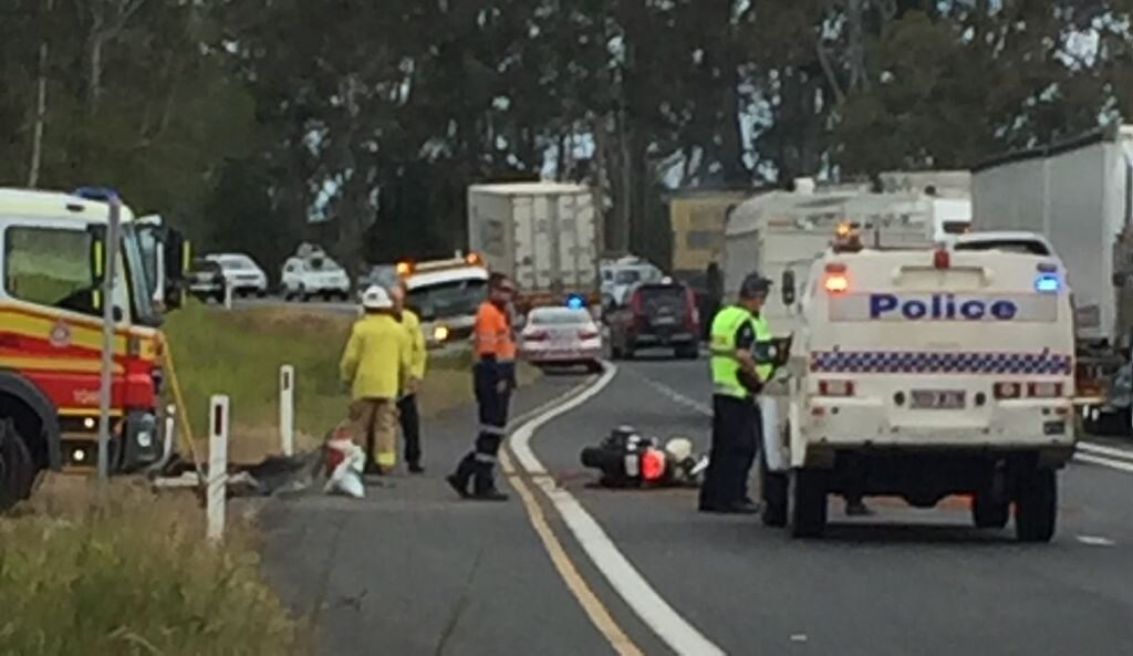 Emergency crews are attending a serious accident at the Lobwein Rd intersection on the Bruce Hwy. . Picture: Tom Daunt