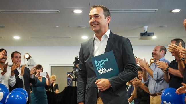 Liberal leader Steven Marshall at the campaign launch. Picture: AAP