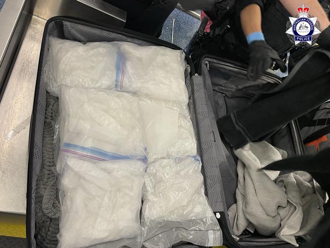 Over 15kg of meth was uncovered in the man's luggage. Picture: AFP/Supplied