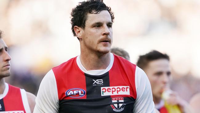 Jake Carlisle has been fined for targeting Swan Dane Rampe’s injured hand. Picture: AAP