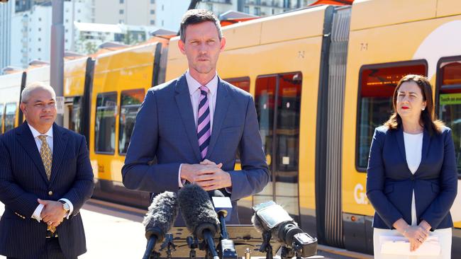 Transport Minister Mark Bailey during a media conference in Broadbeach. Picture: Tertius Pickard