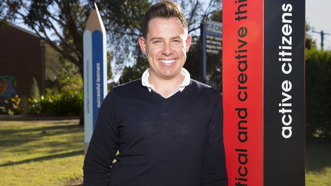 Nathan Vanderwey is one of six male teachers at Casula Public School. Picture: Melvyn Knipe