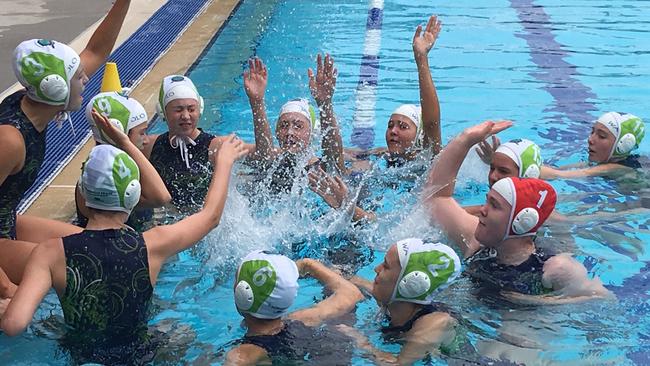 The Somerville House 16Bs prepare for the grand final. The BWPL grand finals were held at the Valley Pool.