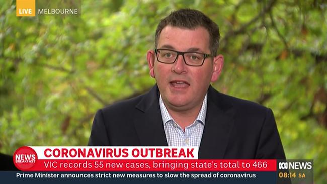 Victorian Premier Daniel Andrews speaks to reporters. Picture: ABC