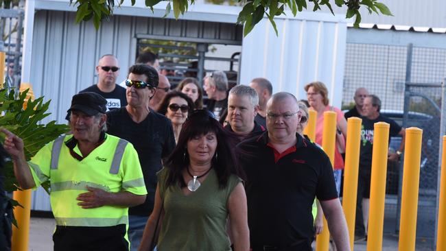 Thebarton workers head into a meeting with Coca-Cola management on Wednesday. Picture: Sam Wundke