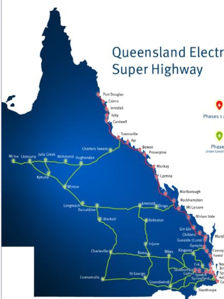 State Government map showing the rollout plan for EV charge stations.