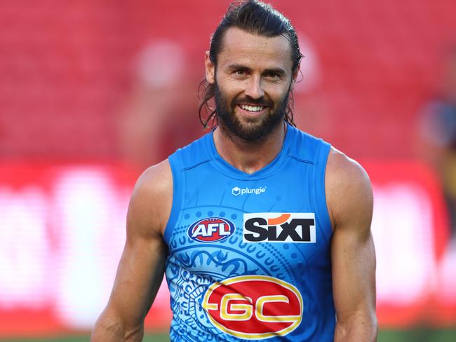 GOLD COAST, AUSTRALIA - MARCH 15: Lachie Weller looks on during a Gold Coast Suns AFL training session at Heritage Bank Stadium on March 15, 2023 in Gold Coast, Australia. (Photo by Chris Hyde/Getty Images)