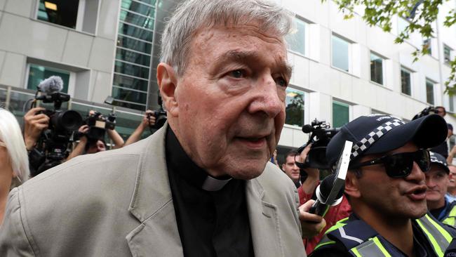 Cardinal George Pell leaves the County Court of Victoria earlier this week. Picture: AFP.