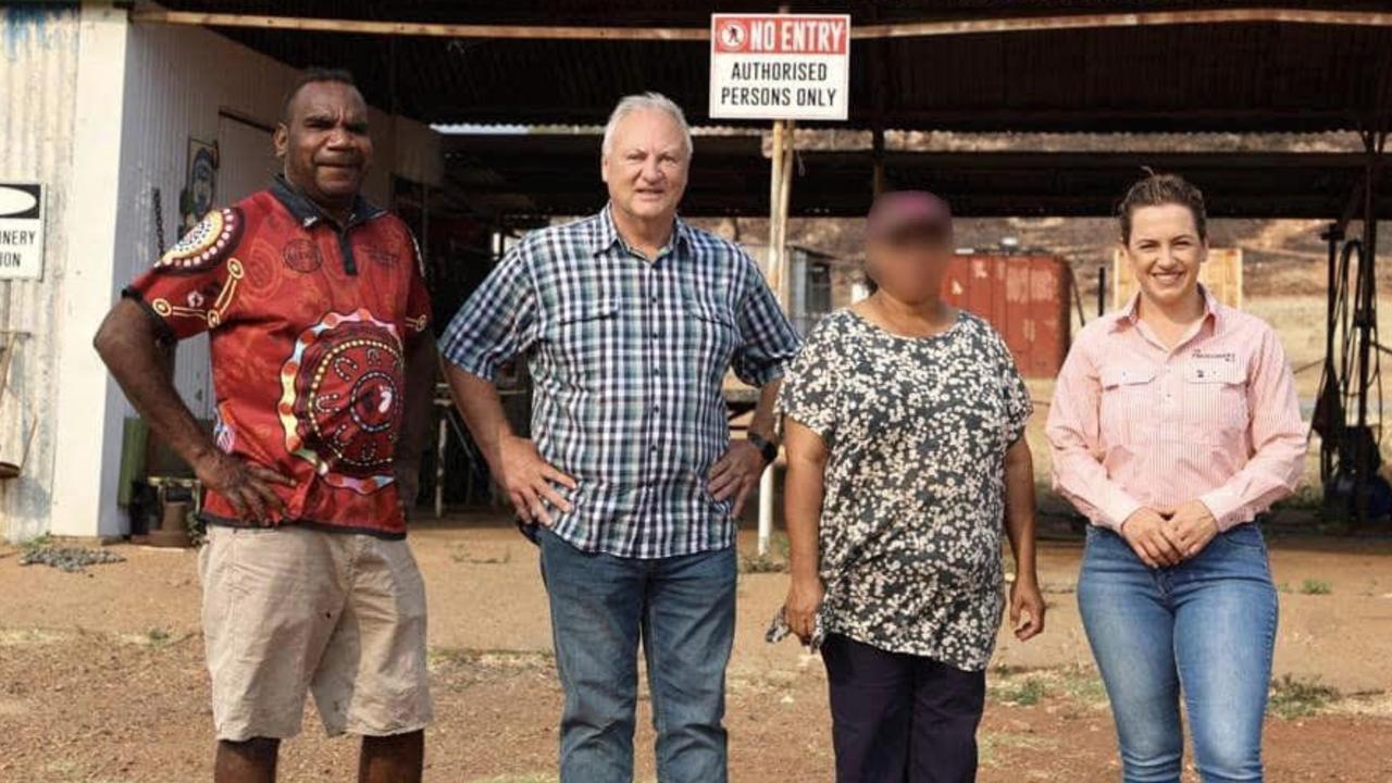 Barkly electorate officer Darius Plummer (left) pictured with Steve Edgington and NT opposition leader Lia Finnochiaro (far right). Picture: Supplied