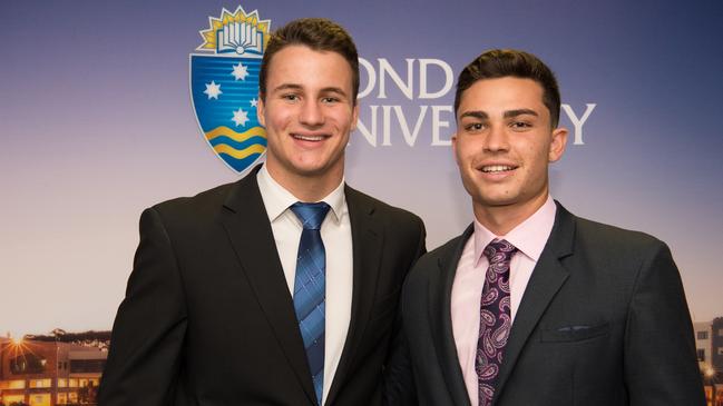 John Eales Rugby Excellence Scholarship winners Lachlan Connors and Max Dowd. Picture: Supplied