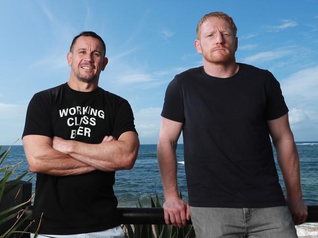 1/9/22: NRL greats James Graham and Matthew Johns - Graham interviewing Johns on his brain health for the podcast Head Noise. John Feder/The Australian.