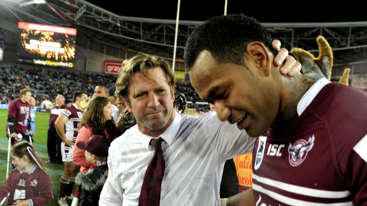 Coach Des Hasler and Tony Williams. NRL Grand Final Action. Manly Sea Eagles V Auckland Warriors at Sydney Olympic Park.