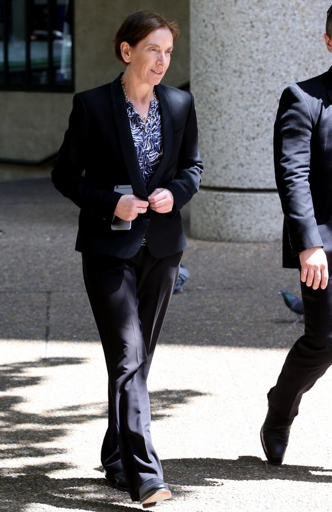 Cath Burn earlier this year at Rebecca Wilson's funeral at St Andrew's Cathedral, in Sydney. Picture: Stephen Cooper