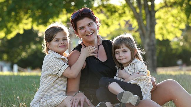 Rachel Bierling, pictured with her children Helena, 7, and Olivia, 5, is traditionally a Labor voter but she chose to vote Liberal at last weekend’s Federal Election. Picture: Lyndon Mechielsen