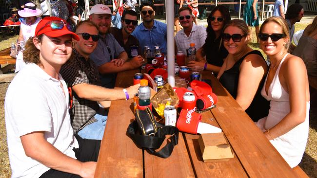 The Singlets crew having an action-packed day at the Ladbrokes Stony Creek Cup on Sunday, March 09, 2025. Picture: Jack Colantuono