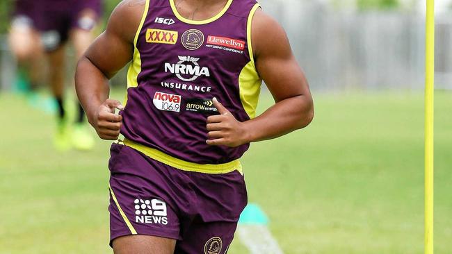 Payne Haas at Brisbane Broncos training. Picture: Liam Kidston