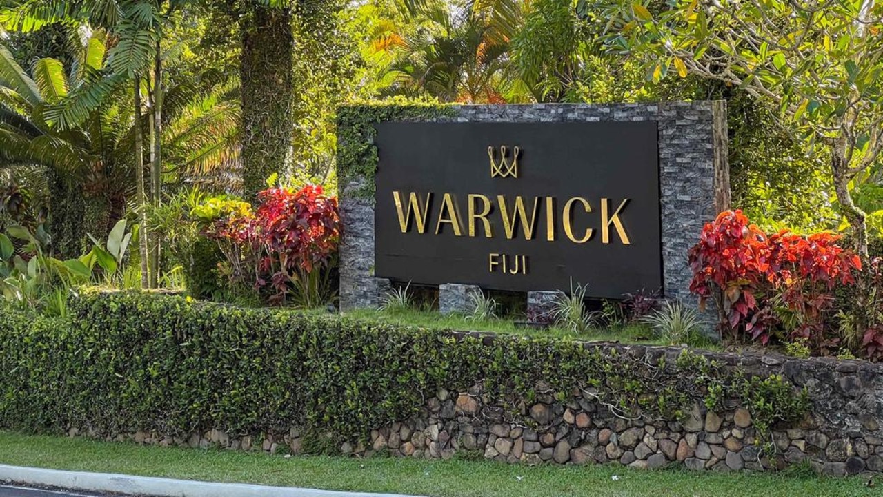 The front of the Warwick Resort where four Australians fell ill on Saturday 14 December 2024. Picture: Jason Edwards