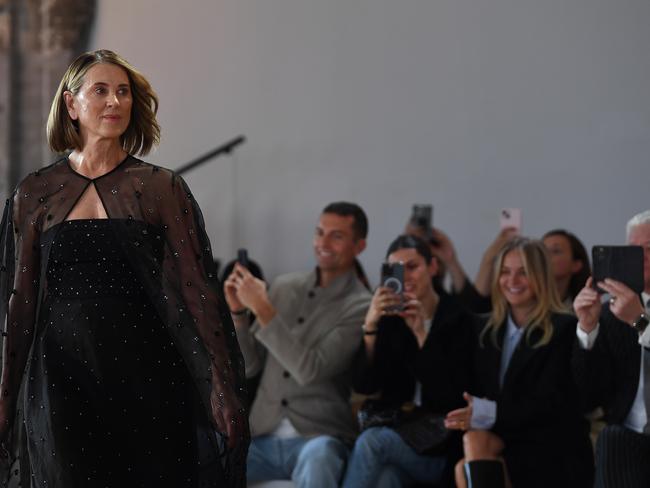 Kathy Garnaut walks the runway during Australian Fashion Week. Picture: Getty