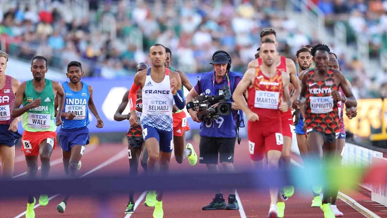 Athletes in the Men's 3000m Steeplechase Final. Photo by Patrick Smith/Getty Images)