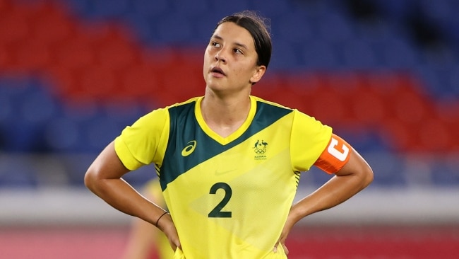 Sam Kerr is seen during Monday's semi-final clash at the Tokyo Olympics on Monday. Photo: David Ramos/Getty Images