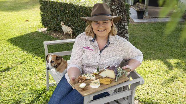 Farm box delivery is introducing many Queensland foodies to Dallas Davidson’s Towri Sheep Cheeses. Picture: Mark Cranitch