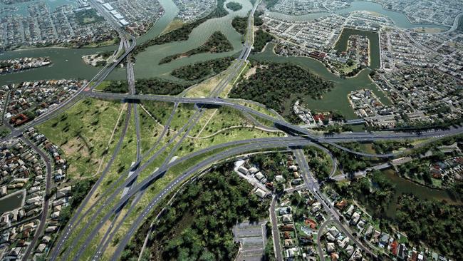 An aerial impression of the first stages of the Mooloolah River Interchange.