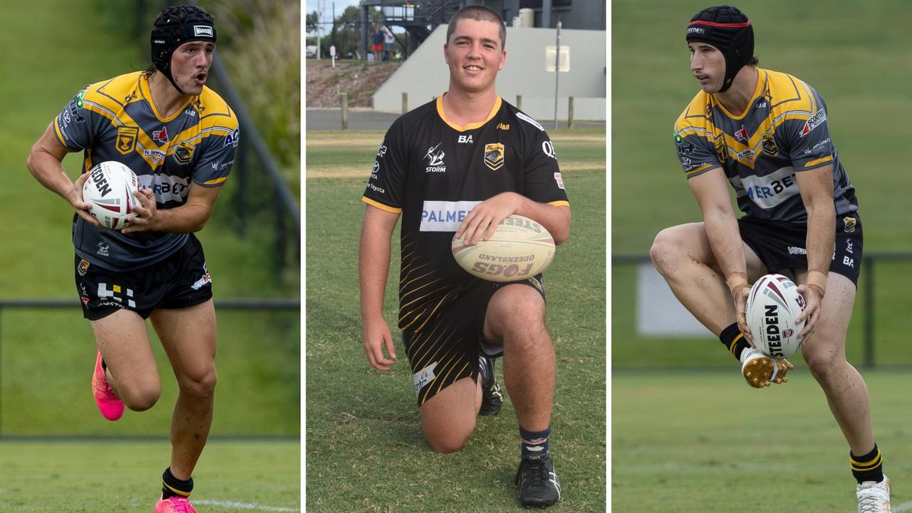 Sunshine Coast Falcons rising stars Taine Couper, Harry Dwyer and Mason Peut. Pictures: Nicola Anne Photography and Eddie Franklin.