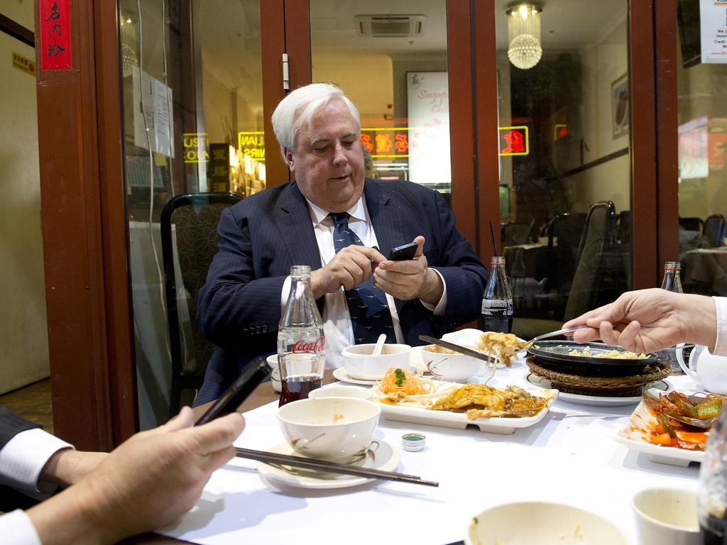 Clive Palmer takes a break from the campaign trail. August 2013. Picture: AAP Image/Dave Hunt