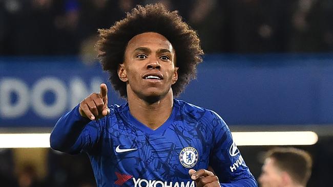 Chelsea midfielder Willian is one the Premier League players who could leave the club before the season has been completed. Picture: AFP