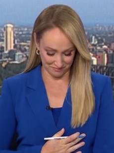 The news presenter had to take a second to compose herself. Picture: Channel 9