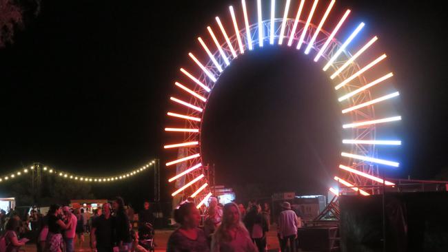 Crowds enter Parrtjima in Alice Springs on Saturday night.