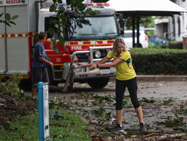 Townsville locals woke early to inspect the damage along The Strand left from TC Kirrily that hit overnight. Pics Adam Head