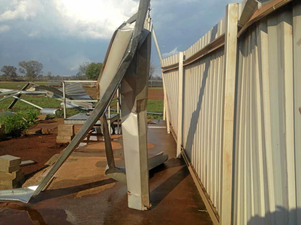 STORM CARNAGE: Rolleston Campdraft Association posted images of their badly destroyed remains of their shower block. Picture: Rolleston Campdraft Association