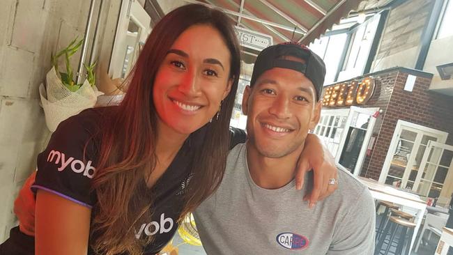 Israel Folau and wife Maria Tutaia Picture: Instagram @izzyfolau