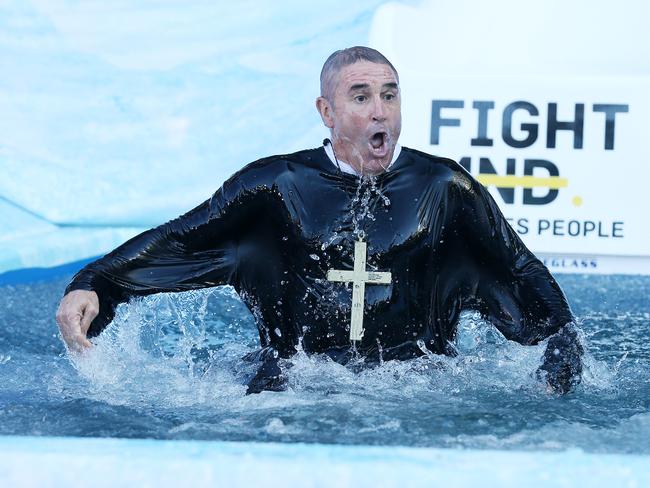 Brisbane Lions coach Chris Fagan was in a hurry to get out of the ice. Picture: Jason Edwards