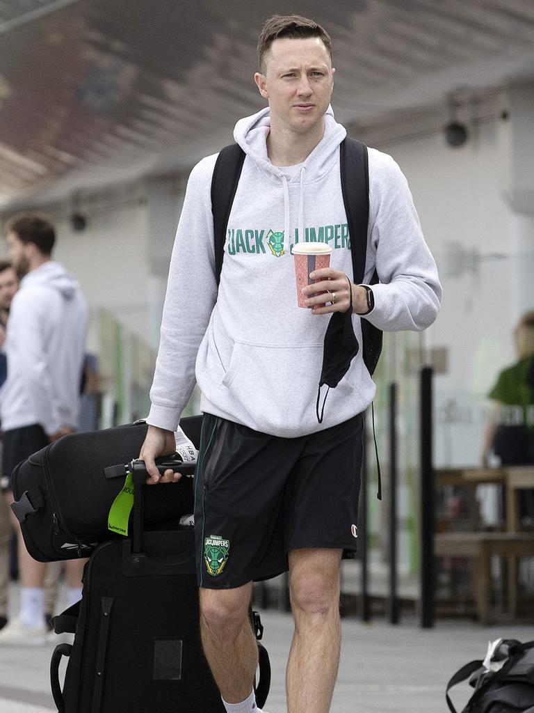 JackJumpers Josh Magette returns to Hobart after their loss to the Sydney Kings. Picture: Chris Kidd