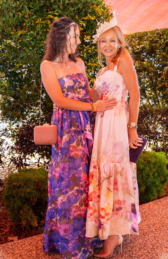 Tegan Blockey and Suzee Harris at the 2023 Darwin Cup Carnival Ladies Day. Picture: Pema Tamang Pakhrin