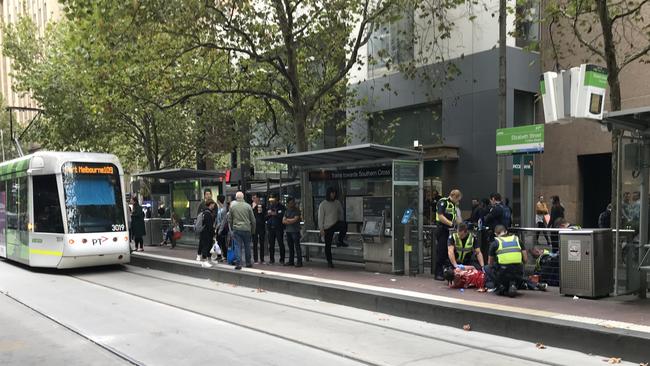 Heavily-armed police halted the 109 tram. Picture: Mikaela Day